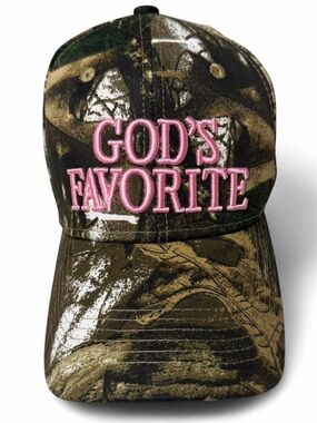 Y2K Camo Trucker Hat Pink God’s Favorite Embroidery Adjustable Christian Girl